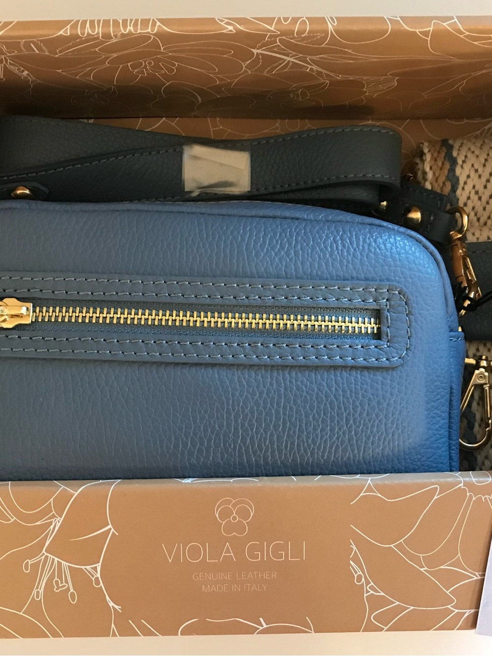 Viola Gigli Genuine Leather Double Top Zip Camera Case Made in Italy